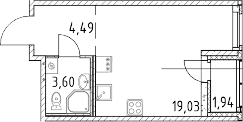 Квартира студия 27.12 м², 13/17 эт., ЖК «Город Первых»